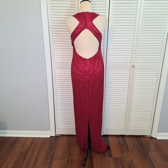 Adrianna papell halter sequin body form dress sz 6 - Picture 6 of 8